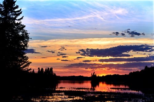 sunset colors lake