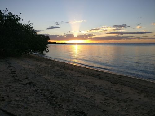 sunset water view light