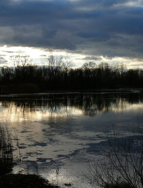 sunset lake nature