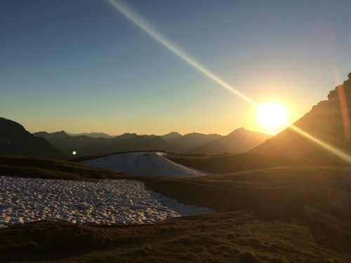 sunset mountains landscape