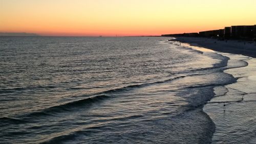 sunset beach waves