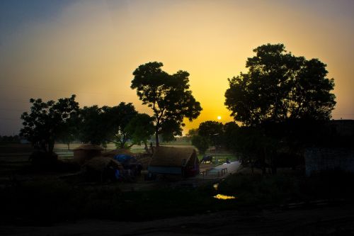 sunset india village