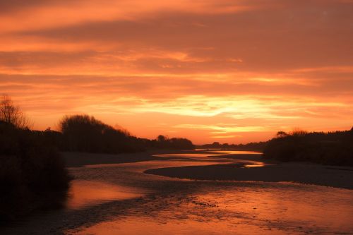 sunset river golden