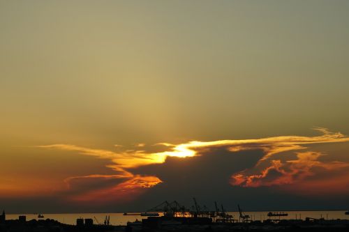 sunset evening sky port