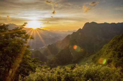 sunset mountain forest landscape