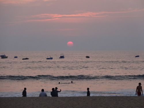 sunset skyline sea