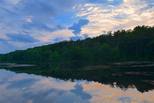 sunset lake nature