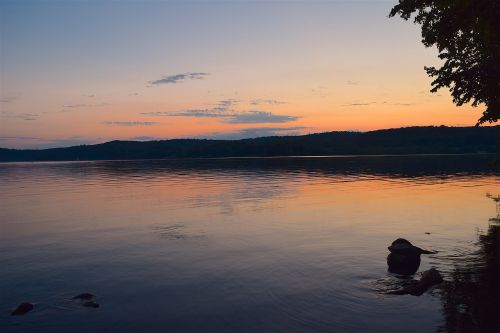 sunset lake nature