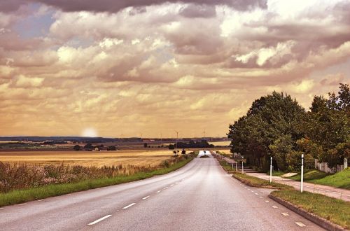 sunset road sky