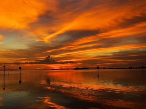 sunset orange reflections