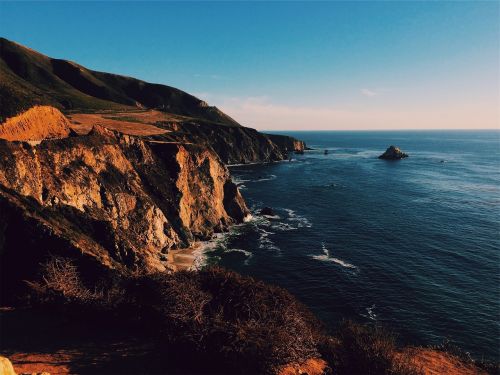 sunset mountains cliffs