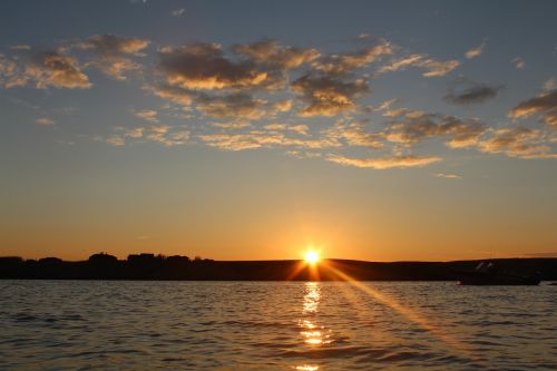 sunset lake water