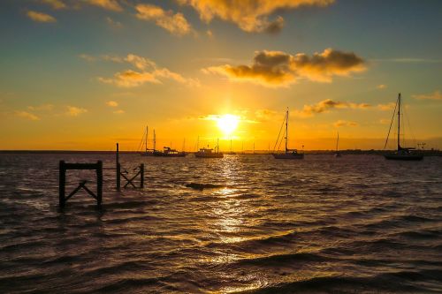 sunset yacht ocean