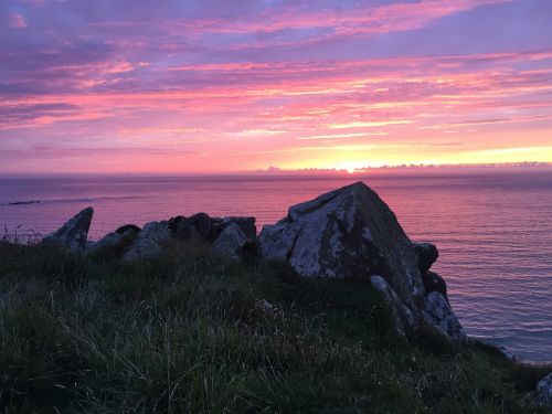 sunset ocean coast