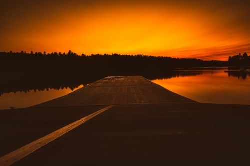 sunset dusk lake