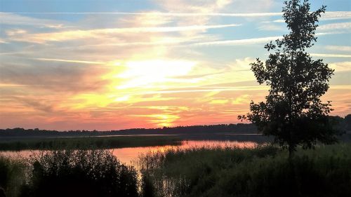 sunset summer lake