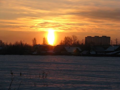 sunset winter snow