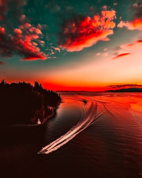 sunset dusk boat