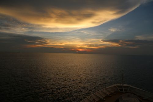 sunset ship sea