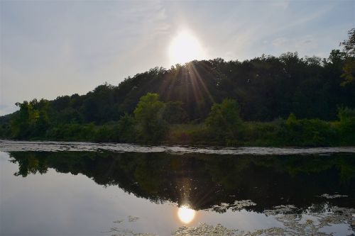 sunset lake trees