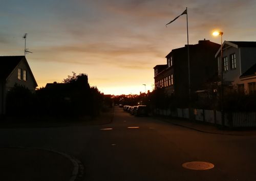 sunset dark houses