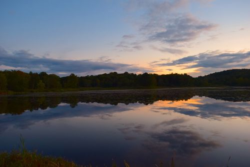 sunset lake clouds