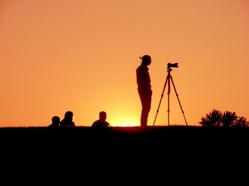 sunset evening silhouettes