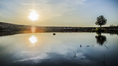 sunset nature lake