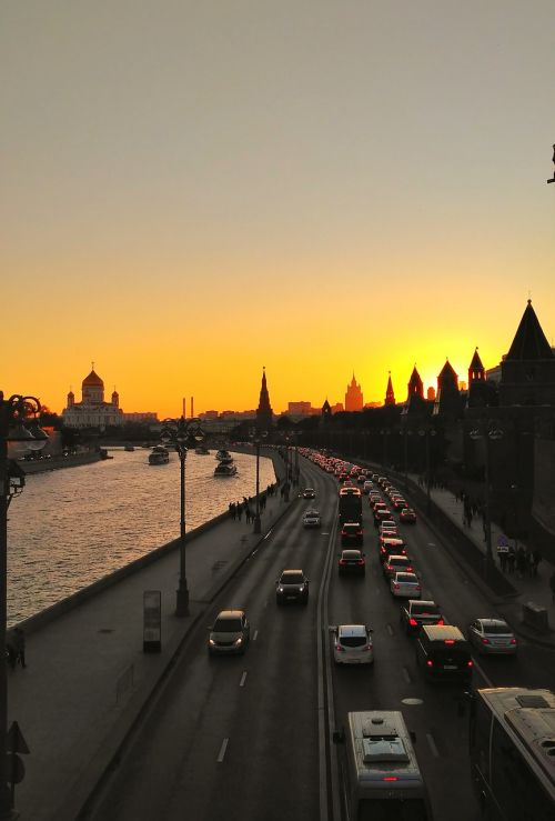 sunset moscow the kremlin