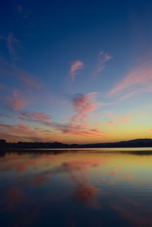 sunset lake clouds