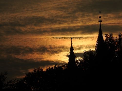 sunset church cross