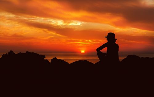 sunset woman silhouette