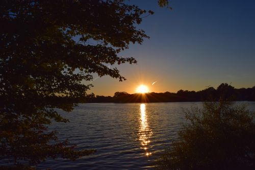 sunset lake water