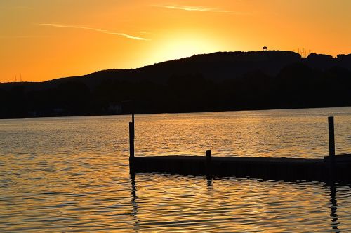 sunset lake water