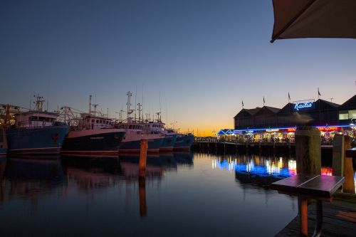 sunset pier sea