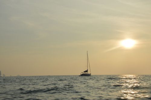 sunset ship evening sky