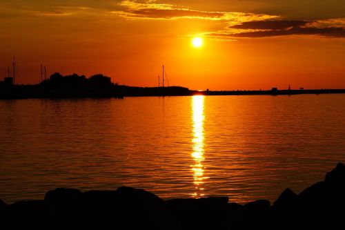 sunset baltic sea warnemünde