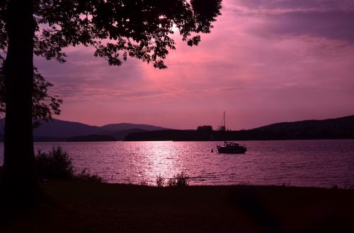 sunset lake water