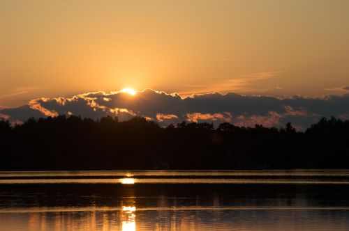 sunset lake clouds