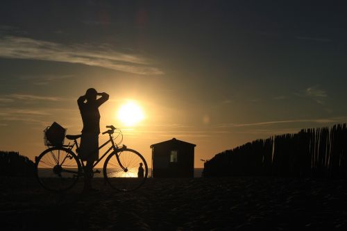 sunset woman silhouette