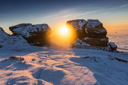 sunset winter snow