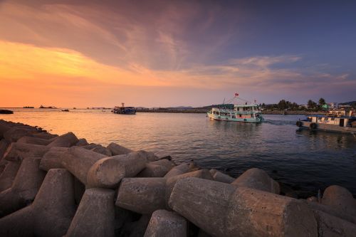 sunset dawn pier