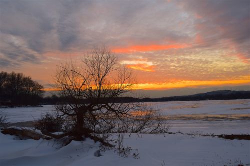 sunset landscape winter