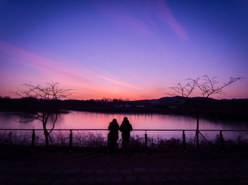 sunset silhouette scenery