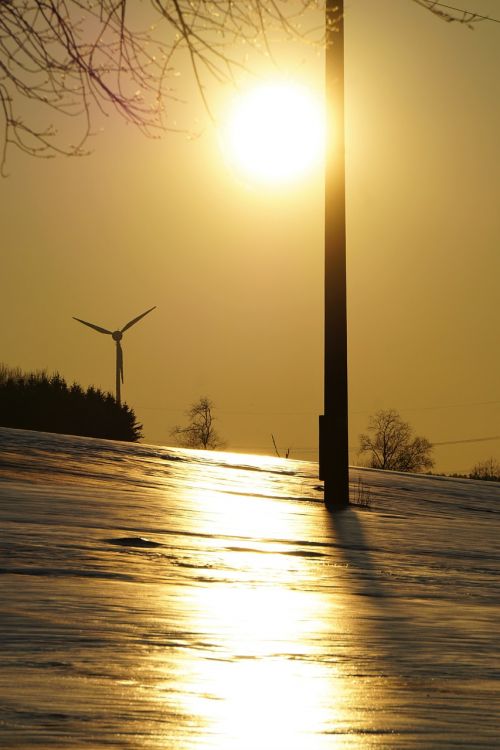 sunset winter snow