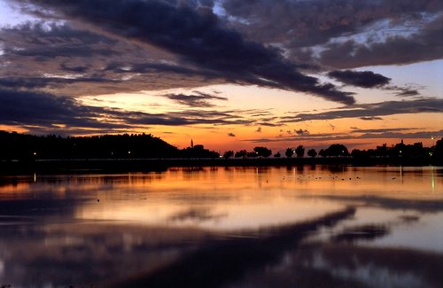 sunset  water  cloud