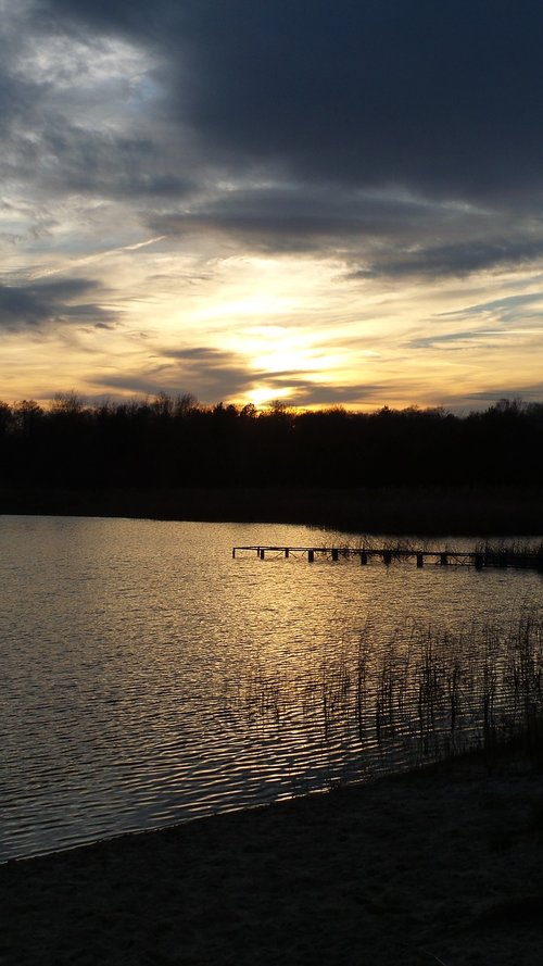 sunset  lake  landscape