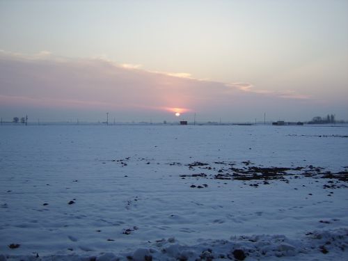 sunset snow skyline