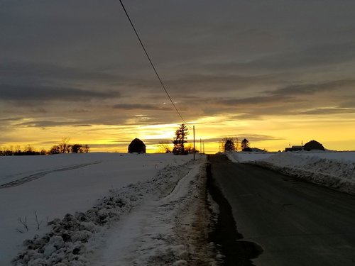 sunset  winter  farm