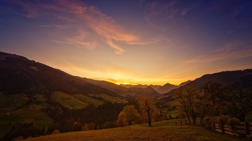 sunset  alpine  mountains